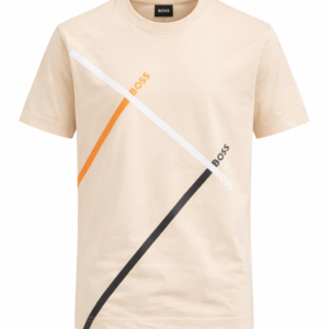 boss cream t shirt with diagonal design