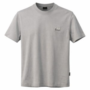 gray t shirt with mountain logo detail