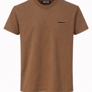 zegna brown t shirt with logo detail